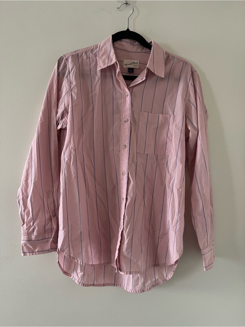 Universal Thread Pink Striped 100% Cotton Button Down Shirt XS Euro Coastal